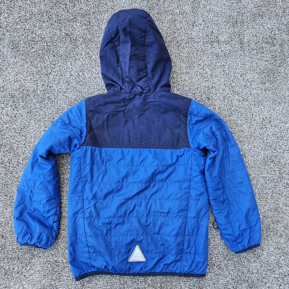 LL Bean Discovery Trail Jacket Synthetic Down Coat Blue Black Zip Up Youth L